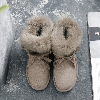 Топли дамски боти с пух и равна подметка