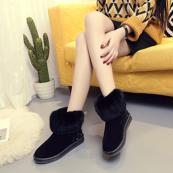 Κομψές γυναικείες μπότες με γούνα  σε γκρι και μαύρο χρώμα