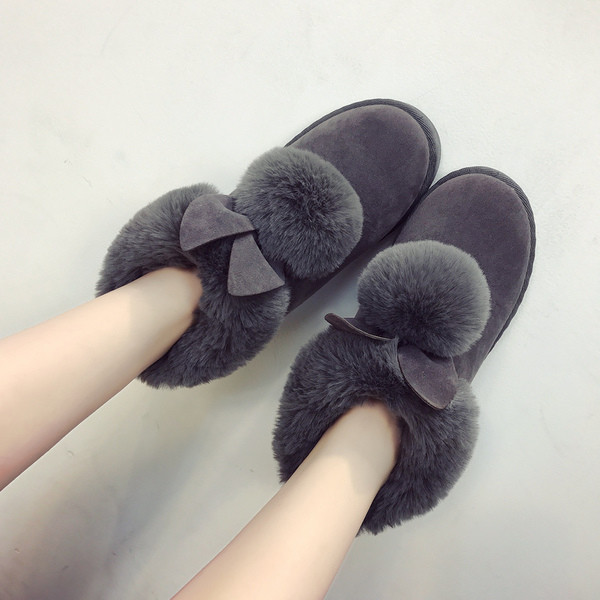 Зимни дамски боти с пухче в три цвята