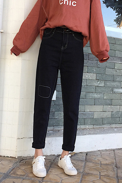 Дамски есенно-зимни дънки тип Boyfriend с висока талия