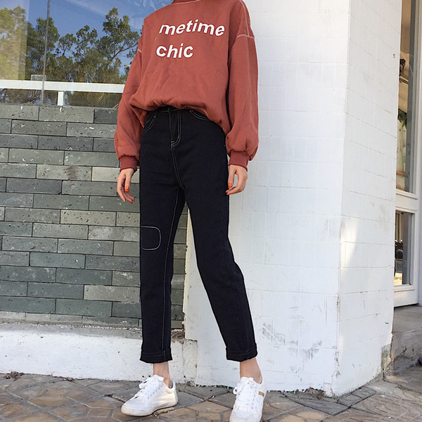 Дамски есенно-зимни дънки тип Boyfriend с висока талия