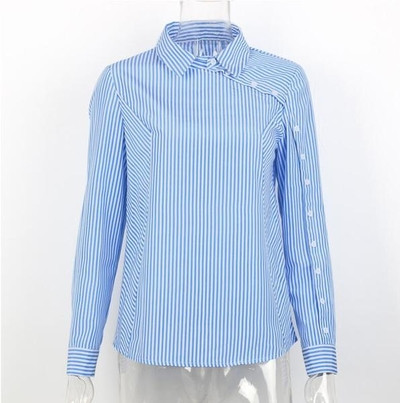 Стилна дамска риза на райе със странични копчета