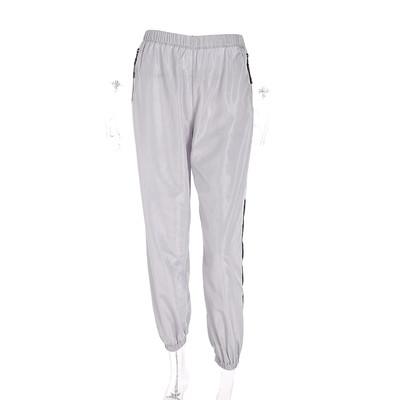 Дамски спортен панталон с висока талия в сив цвят