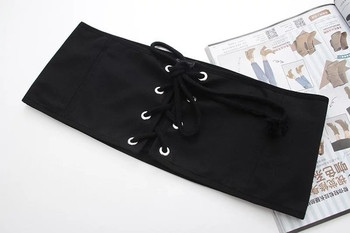 Стилен дамски корсет с връзки в черен цвят
