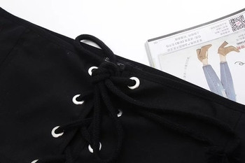 Стилен дамски корсет с връзки в черен цвят