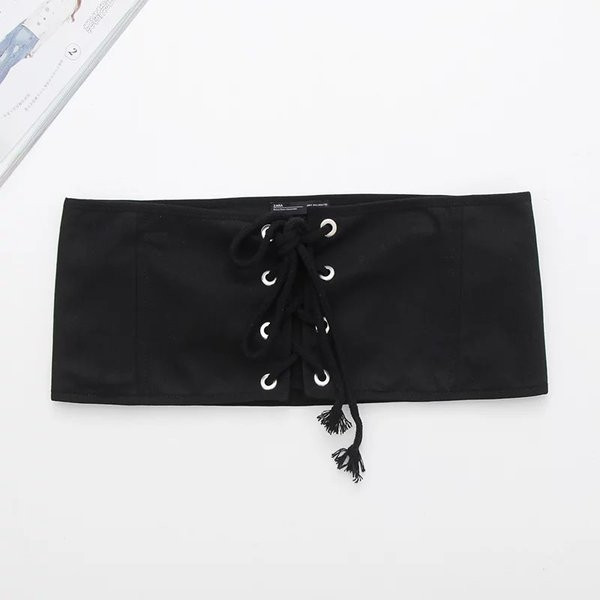 Стилен дамски корсет с връзки в черен цвят