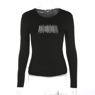 Ежедневна дамска блуза тип slim в черен цвят