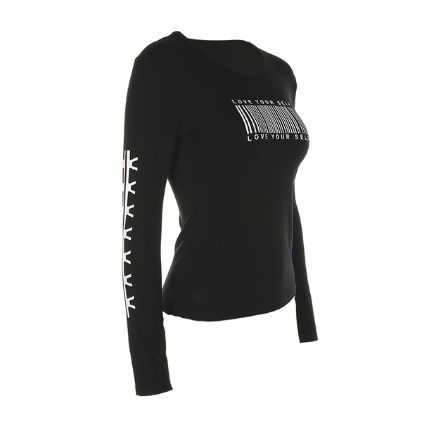 Ежедневна дамска блуза тип slim в черен цвят