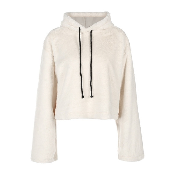 Спортно-елегантен плюшен дамски суичър с качулка