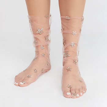 Μοντέρνες γυναικείες  διαφανείς κάλτσες με διακόσμηση αστέρι