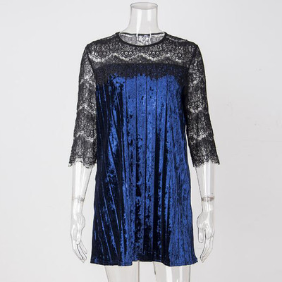 Стилна дамска ефирна рокля с дантелени ръкави