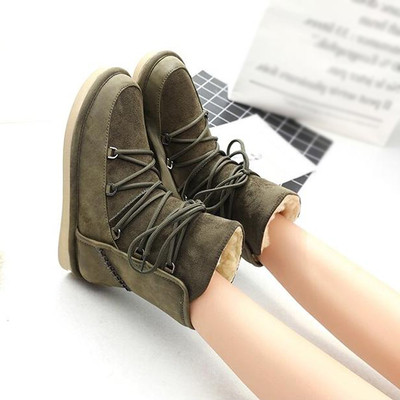 Ζεστές γυναικείες μπότες χειμωνιάτικες σε τρία χρώματα ισόποδη σόλα