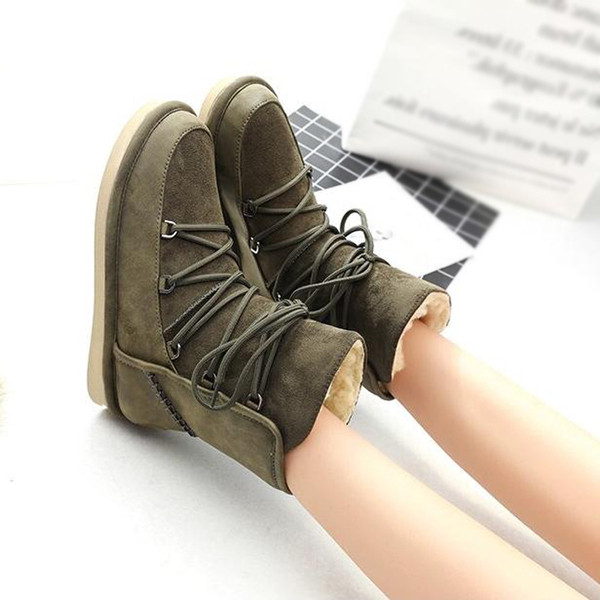 Ζεστές γυναικείες μπότες χειμωνιάτικες σε τρία χρώματα ισόποδη σόλα