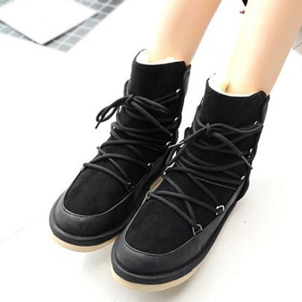 Ζεστές γυναικείες μπότες χειμωνιάτικες σε τρία χρώματα ισόποδη σόλα