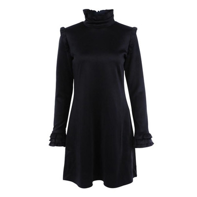 Есенно-зимна стилна дамска рокля с поло яка в свободен стил