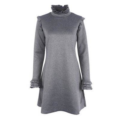 Есенно-зимна стилна дамска рокля с поло яка в свободен стил