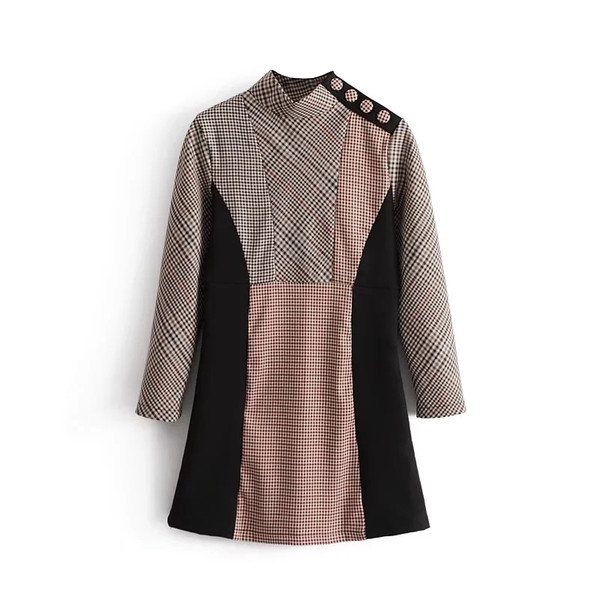 Есенно-зимна елегантна дамска рокля с поло яка