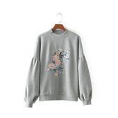 Ежедневна дамска блуза с апликация в сив цвят