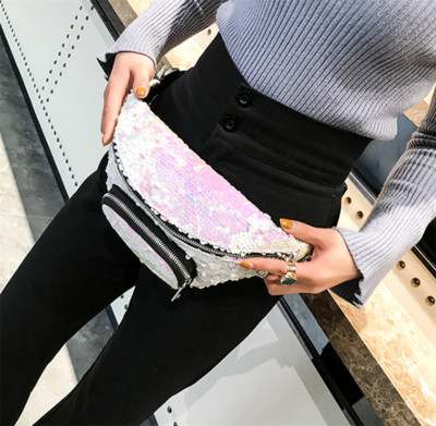 Стилна дамска бананка с пайети в три цвята