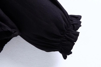 Дамска блуза в черен цвят с бродерия 