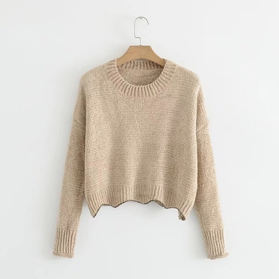 Семпъл скъсен дамски пуловер в няколко цвята