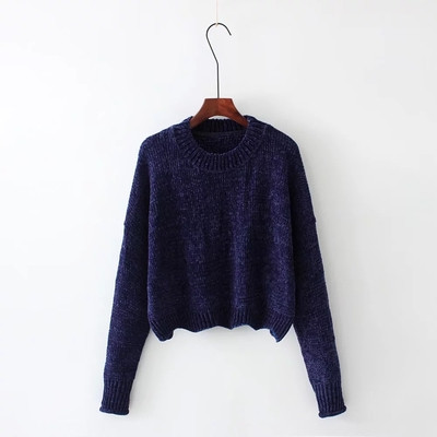 Семпъл скъсен дамски пуловер в няколко цвята