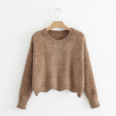 Семпъл скъсен дамски пуловер в няколко цвята