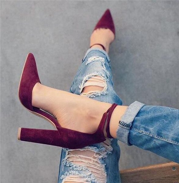 Елегантни дамски обувки - остри, с висок устойчив ток, в много цветове