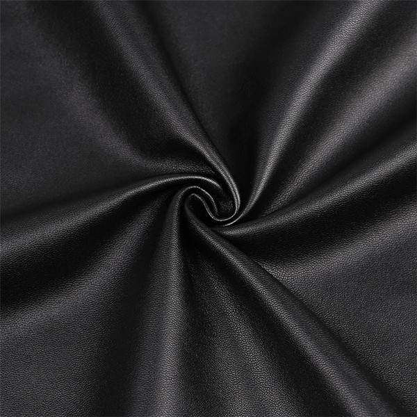 Дамска пола от еко кожа с декорация нит, с висока талия