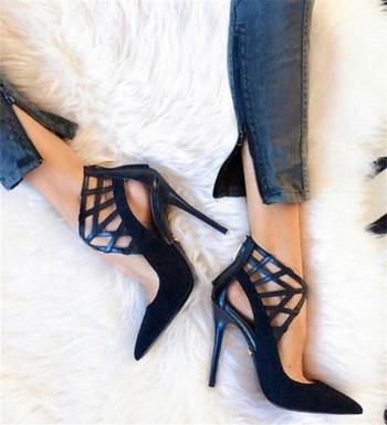 Елегантни дамски обувки с висок ток в черен цвят