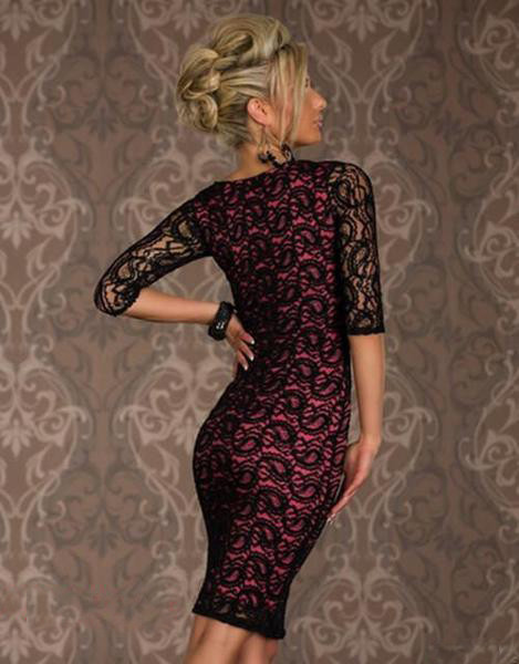 Дамска дантелена рокля тип slim