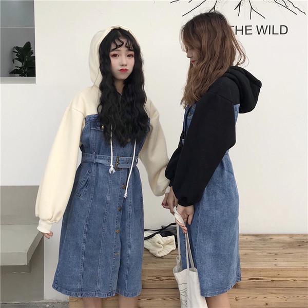 Есенно-зимна дамска дънкова рокля, подходяща за ежедневие