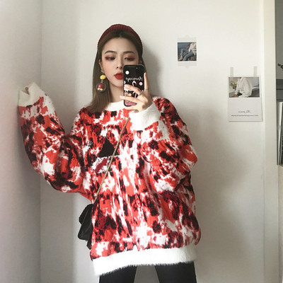 Топъл дамски пуловер в широк модел в две разцветки