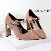 Ежедневни дамски обувки с висок ток и каишка