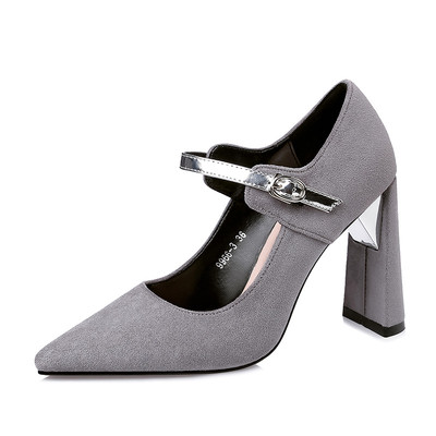 Ежедневни дамски обувки с висок ток и каишка