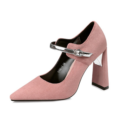 Ежедневни дамски обувки с висок ток и каишка