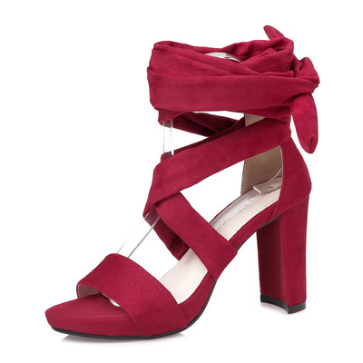 Ежедневни дамски сандали с ток и дълги каишки