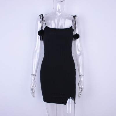 Стилна къса дамска рокля в черен цвят