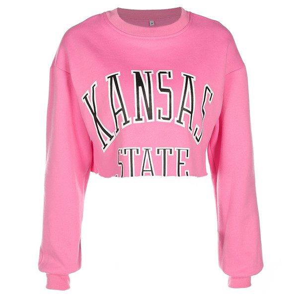 Спортен дамски скъсен суичър с надпис