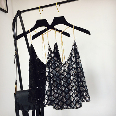 Елегантен дамски потник в свободен стил с метални презрамки в няколко цвята