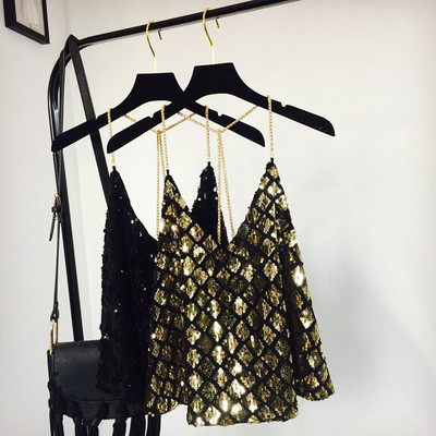 Елегантен дамски потник в свободен стил с метални презрамки в няколко цвята