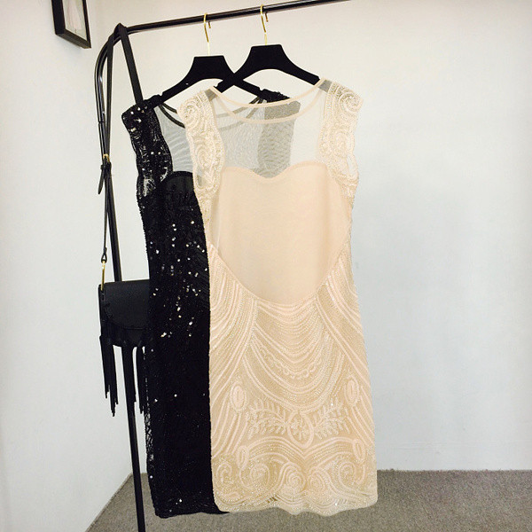 Елегантна дамска рокля с пайети в три цвята