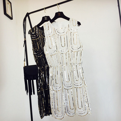 Rochie de seara de dama eleganta in doua culori cu paiete