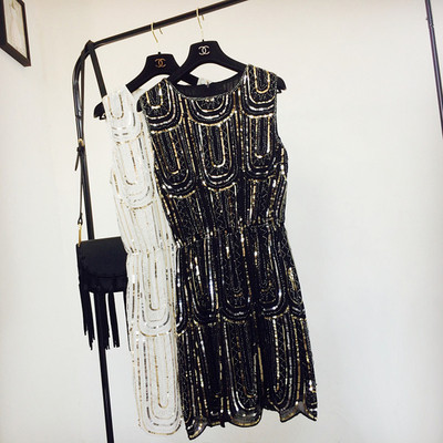 Rochie de seara de dama eleganta in doua culori cu paiete