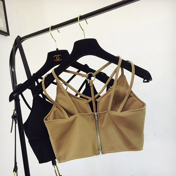 Top de dama modern in doua culori cu bretele subtiri