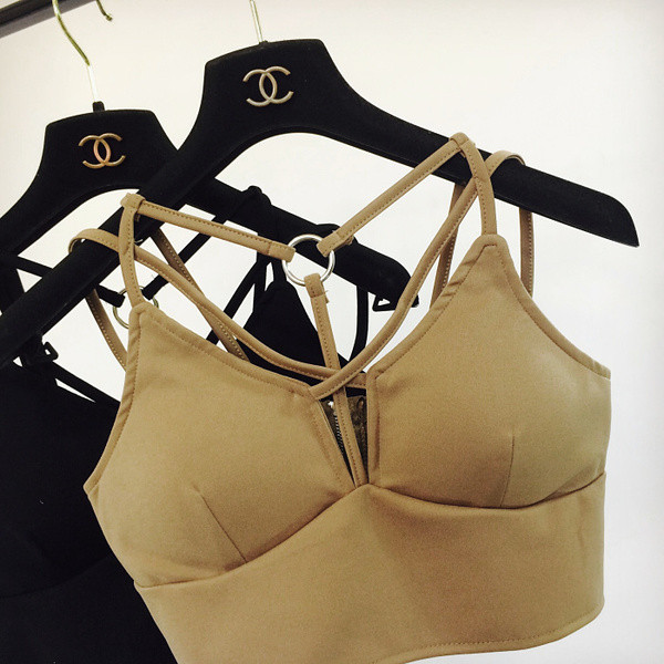 Top de dama modern in doua culori cu bretele subtiri