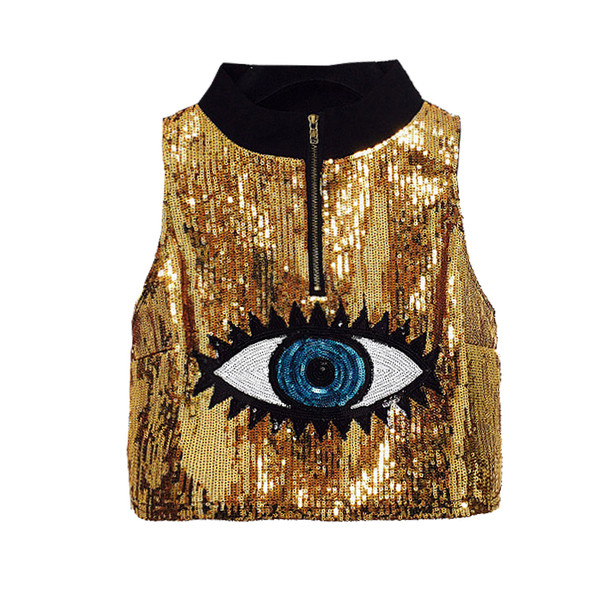 Top de dama elegant cu paiete si o imagine in doua culori