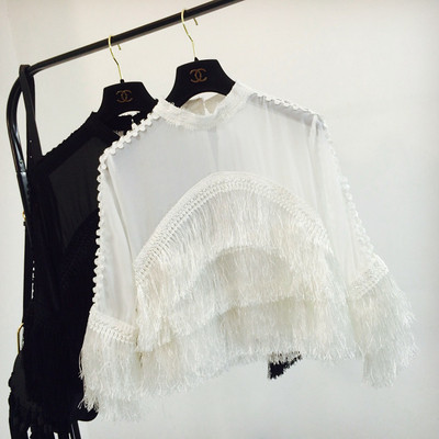 Bluza eleganta de dama prozaica cu franjuri in doua culori