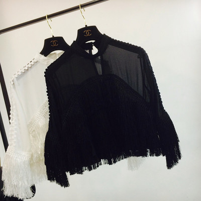 Bluza eleganta de dama prozaica cu franjuri in doua culori