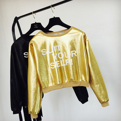 Спортна дамска скъсена блуза с надпис